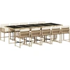 Image de vidaXL Salon de jardin 11 pièces avec coussins Beige Poly Rattan