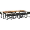 Image de vidaXL Ensemble de jardin 13 pièces avec coussins Noir Poly Rattan