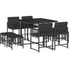 Image de vidaXL Salon de jardin 9 pièces avec coussins noir poly rotin