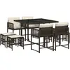 Image de vidaXL Salon de jardin 9 pièces avec coussins Marron Poly rotin