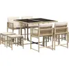 Image de vidaXL Salon de jardin 9 pièces avec coussins Beige Poly Rattan