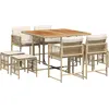 Image de vidaXL Salon de jardin 9 pièces avec coussins Beige Poly Rattan