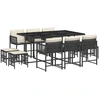 Image de vidaXL Ensemble de jardin 11 pièces avec coussins Noir Poly Rattan