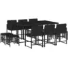 Image de vidaXL Ensemble de jardin 11 pi ¨ces avec coussins Noir Poly Rattan