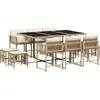 Image de vidaXL Salon de jardin 11 pièces avec coussins Beige Poly Rattan