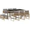 Image de vidaXL Salon de jardin 11 pièces avec coussins Mélange beige Poly rotin