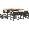 Image de vidaXL Ensemble de jardin 11 pièces avec coussins Noir Poly Rattan