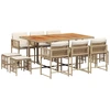 Image de vidaXL Salon de jardin 11 pièces avec coussins Beige Poly Rattan
