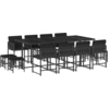 Image de vidaXL Ensemble de jardin 13 pièces avec coussins Noir Poly Rattan