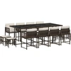 Image de vidaXL Ensemble de jardin 13 pi ¨ces avec coussins Marron Poly rotin