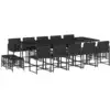 Image de vidaXL Ensemble de jardin 15 pièces avec coussins Noir Poly Rattan