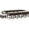 Image de vidaXL Ensemble de jardin 15 pièces avec coussins Marron Poly rotin