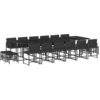 Image de vidaXL Ensemble de jardin 17 pièces avec coussins Noir Poly Rattan