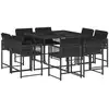 Image de vidaXL Salon de jardin 9 pi ¨ces avec coussins noir poly rotin