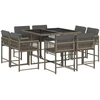 Image de vidaXL Salon de jardin 9 pièces avec coussins Gris Poly Rattan
