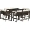 Image de vidaXL Salon de jardin 9 pièces avec coussins Marron Poly rotin