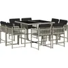 Image de vidaXL Salon de jardin 9 pièces avec coussins gris clair Poly rotin