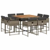 Image de vidaXL Salon de jardin 9 pièces avec coussins Gris Poly Rattan