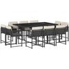 Image de vidaXL Ensemble de jardin 11 pièces avec coussins Noir Poly Rattan