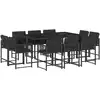 Image de vidaXL Ensemble de jardin 11 pièces avec coussins Noir Poly Rattan