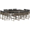 Image de vidaXL Ensemble de jardin 11 pièces avec coussins Gris Poly rotin