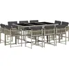Image de vidaXL Salon de jardin 11 pièces avec coussins gris clair Poly rotin