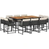 Image de vidaXL Ensemble de jardin 11 pièces avec coussins Noir Poly Rattan