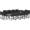 Image de vidaXL Ensemble de jardin 13 pièces avec coussins Noir Poly Rattan