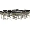 Image de vidaXL Salon de jardin 13 pièces avec coussins gris clair Poly rotin