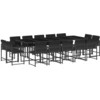 Image de vidaXL Ensemble de jardin 15 pièces avec coussins Noir Poly Rattan