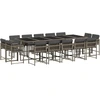 Image de vidaXL Ensemble de jardin 15 pièces avec coussins Gris Poly rotin
