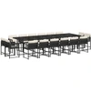 Image de vidaXL Ensemble de jardin 17 pièces avec coussins Noir Poly Rattan