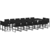 Image de vidaXL Ensemble de jardin 17 pi ¨ces avec coussins Noir Poly Rattan
