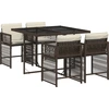 Image de vidaXL Ensemble de jardin 5 pièces avec coussins Marron Poly rotin
