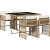Image de vidaXL Salon de jardin 5 pièces avec coussins Beige Poly Rattan