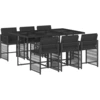Image de vidaXL Ensemble de jardin 7 pièces avec coussins Noir Poly Rattan