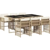 Image de vidaXL Ensemble de jardin 7 pièces avec coussins Beige Poly rotin