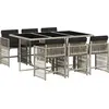 Image de vidaXL Ensemble de jardin 7 pièces avec coussins gris clair Poly rotin