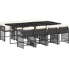 Image de vidaXL Salon de jardin 9 pièces avec coussins noir poly rotin