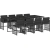 Image de vidaXL Salon de jardin 9 pièces avec coussins noir poly rotin