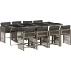 Image de vidaXL Salon de jardin 9 pièces avec coussins Gris Poly Rattan