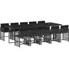 Image de vidaXL Ensemble de jardin 11 pièces avec coussins Noir Poly Rattan