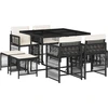 Image de vidaXL Salon de jardin 9 pi ¨ces avec coussins noir poly rotin