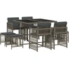 Image de vidaXL Salon de jardin 9 pièces avec coussins Gris Poly Rattan