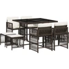 Image de vidaXL Salon de jardin 9 pièces avec coussins Marron Poly rotin