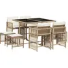 Image de vidaXL Salon de jardin 9 pièces avec coussins Beige Poly Rattan