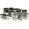 Image de vidaXL Salon de jardin 9 pièces avec coussins gris clair Poly rotin
