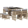 Image de vidaXL Salon de jardin 9 pièces avec coussins Mélange beige Poly rotin