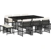 Image de vidaXL Ensemble de jardin 11 pièces avec coussins Noir Poly Rattan