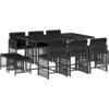 Image de vidaXL Ensemble de jardin 11 pièces avec coussins Noir Poly Rattan